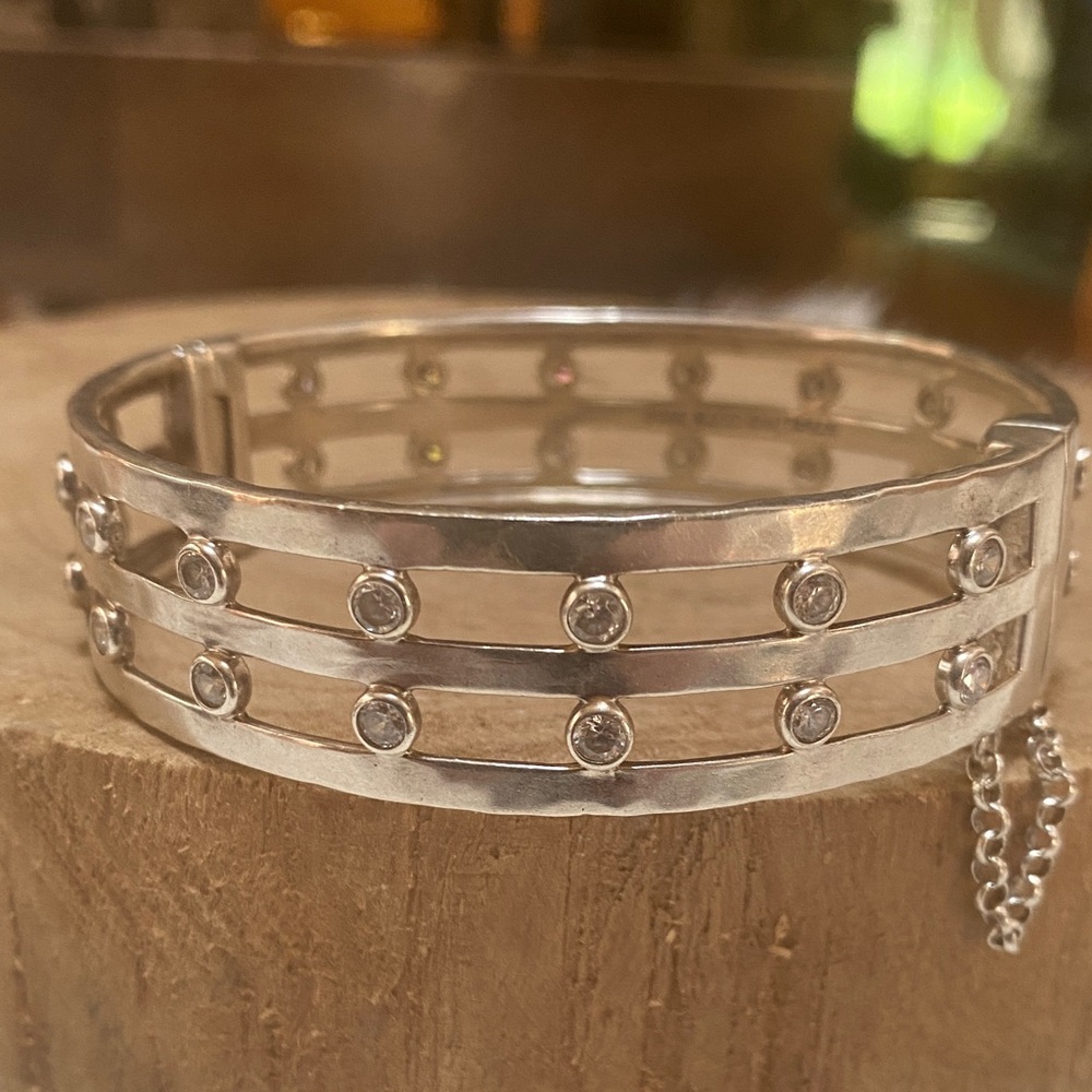 Rare Silpada sterling bangle with Cubic Zirconia Accents